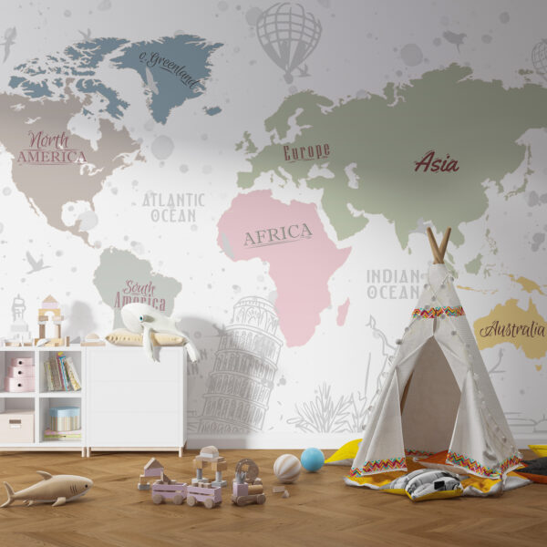 Fototapeta Mapa Świata Biała