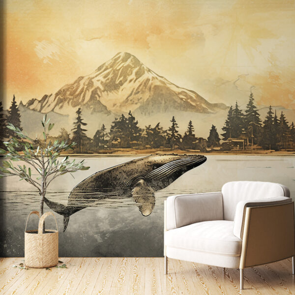 Fototapeta Wieloryb O Zachodzie Słońca