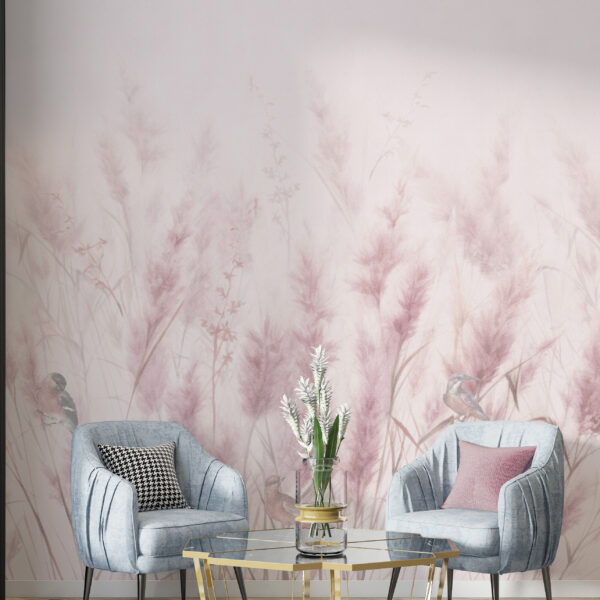 Fototapeta Zboże I Ptaki Różowa