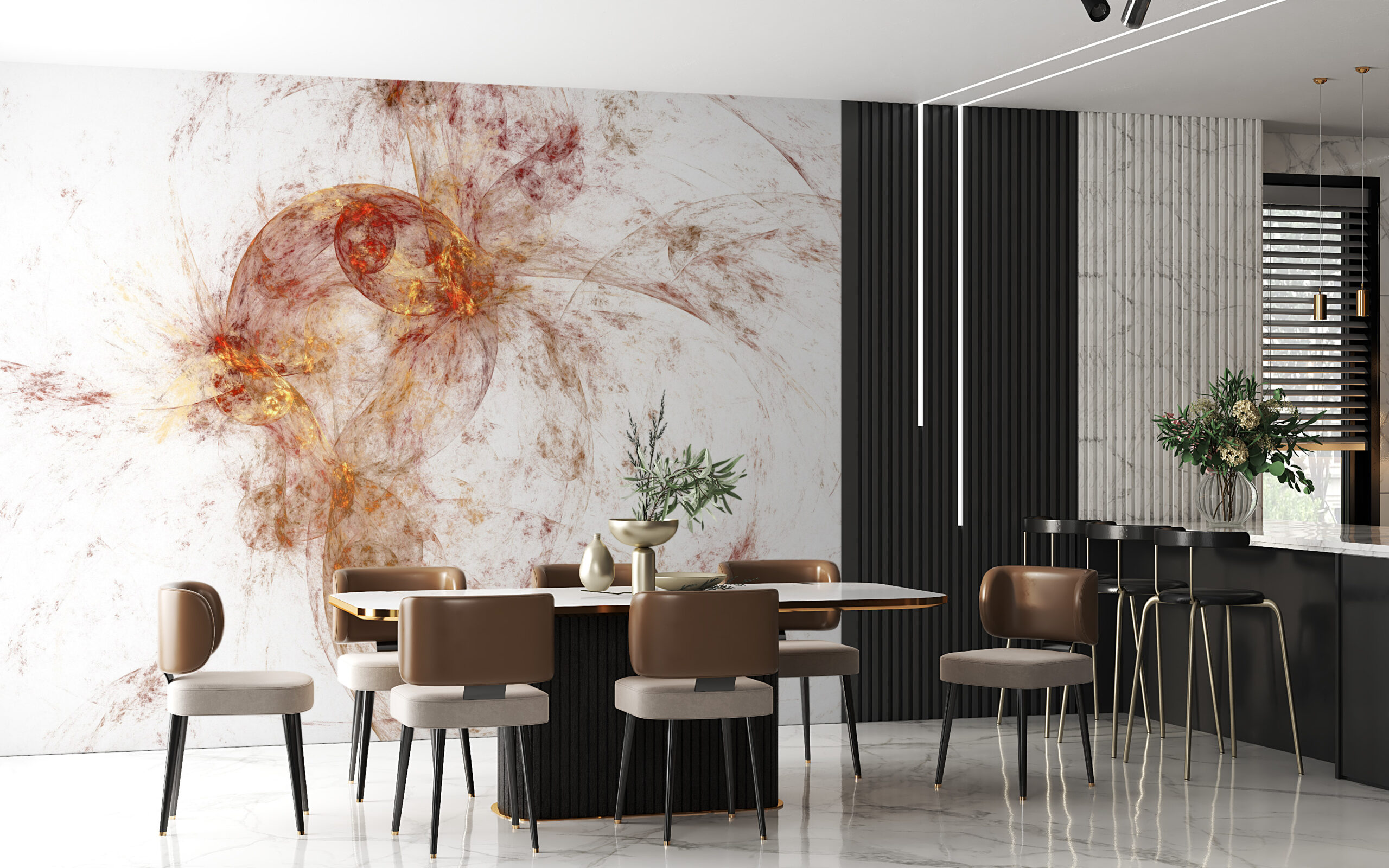 Fototapeta Kwiaty W Różu i Złocie