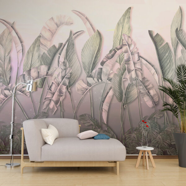 Fototapeta Liście Tropikalne W Różu