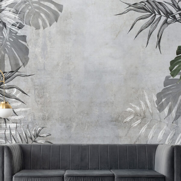 Fototapeta Liście Tropikalne W Szarości