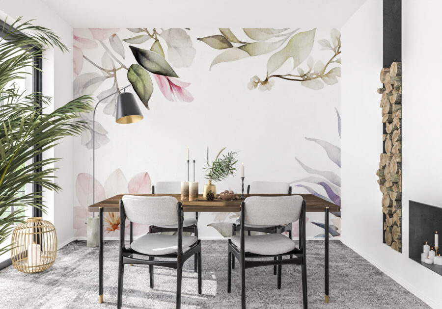Fototapete Blumen mit rosa Akzent
