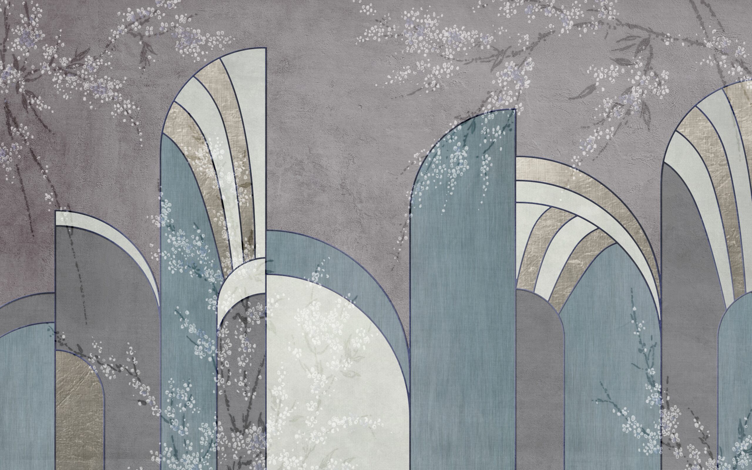 Semicircle,Geometric,Pattern,Composition,Of,The,Artistic,Background,Wall