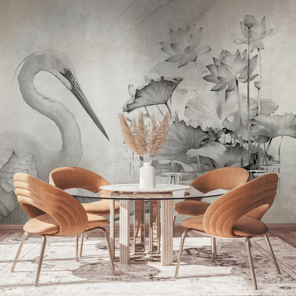 Fototapeta Żuraw Wśród Kwiatów