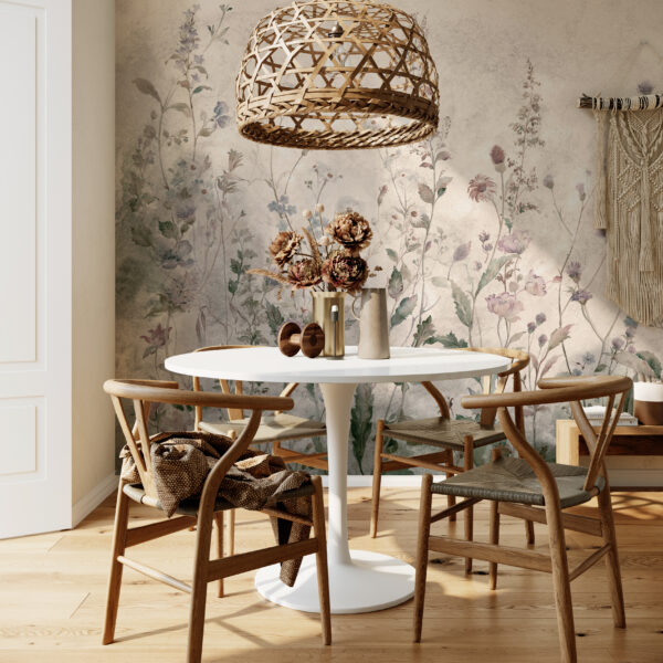 Fototapeta Zwiewne Kwiaty W Beżowej Tonacji