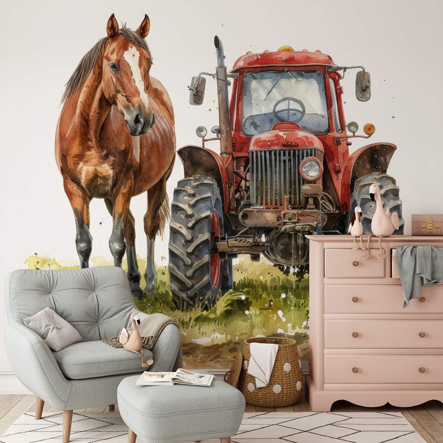 Mural Tractor și cal