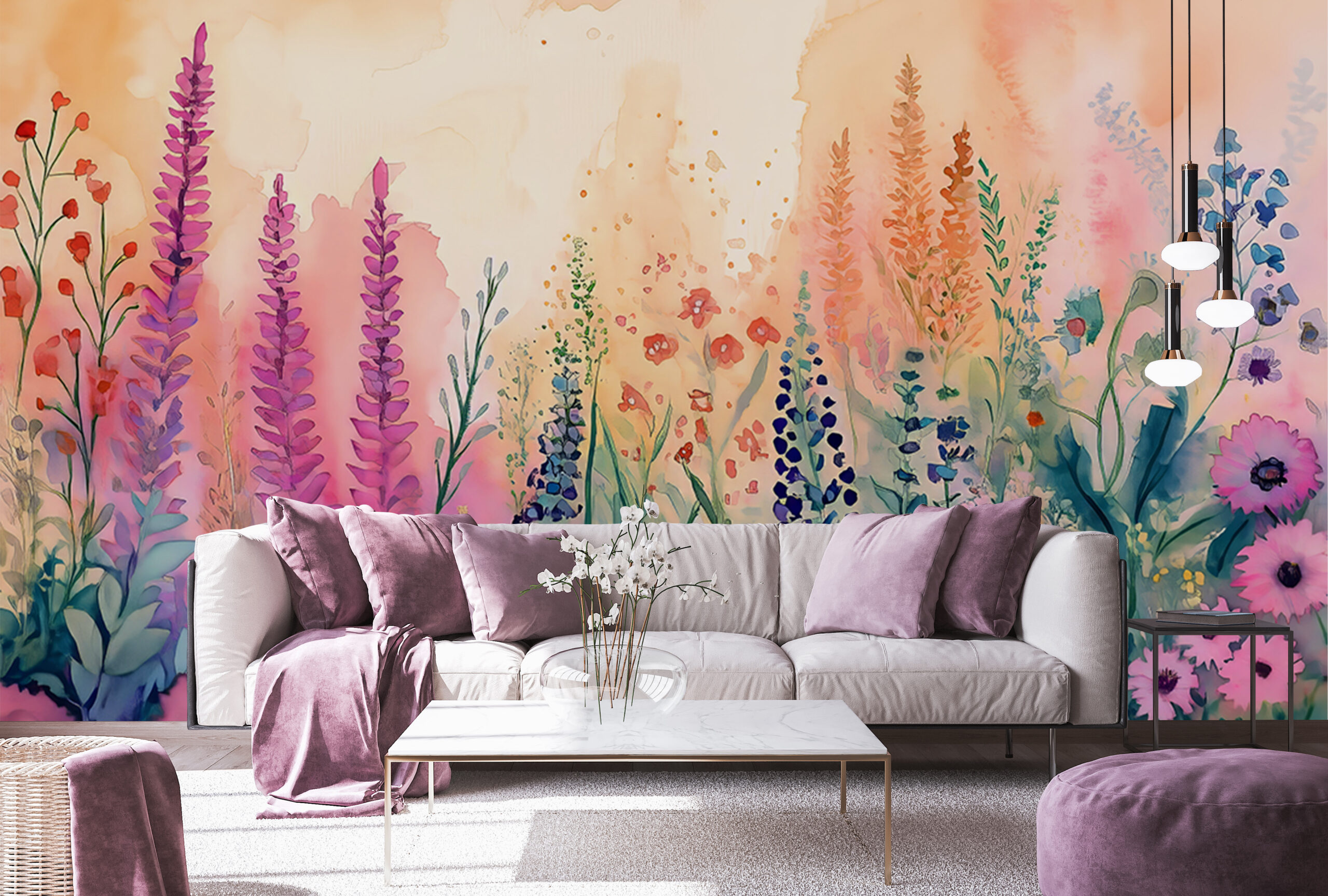 Fototapete Üppige Wiese Blumen