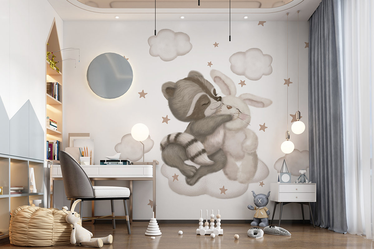 Fototapete Freunde auf einer Wolke