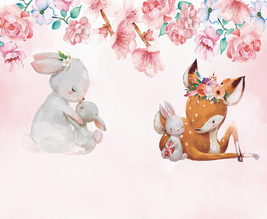 Hand,Drawn,Branch,Of,Sakura,With,Blooms,,Flowers,,Leaves,,Petals.