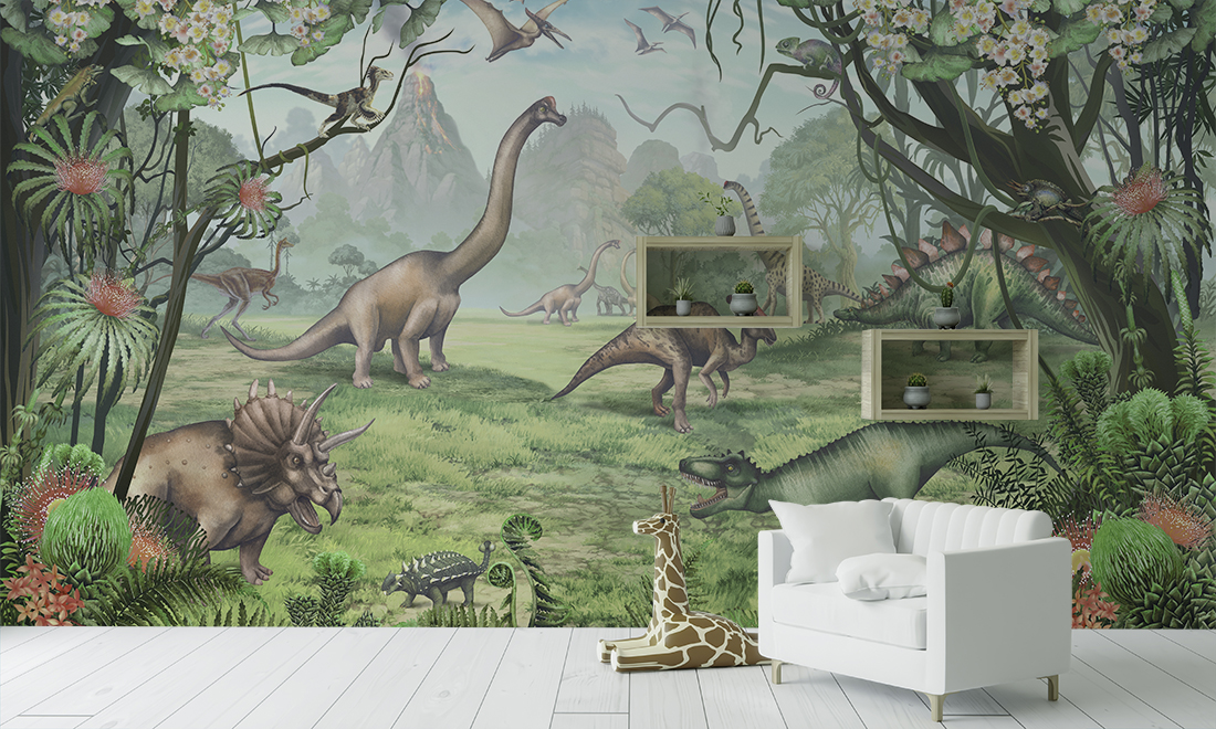 Nástěnná malba dinosaurů