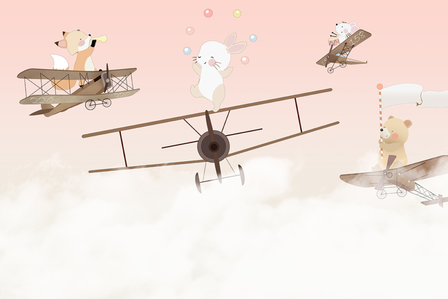 Cute,Animals,Kids,Room,Wallpaper,Design,-,3d,Illustration