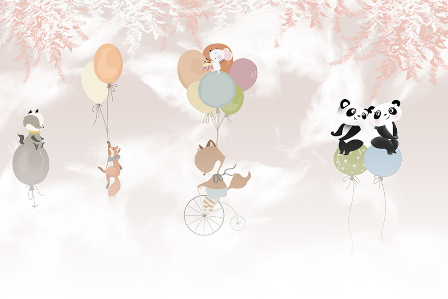 Cute,Animals,Children's,Room,Wallpaper,Design,-,3d,Illustration