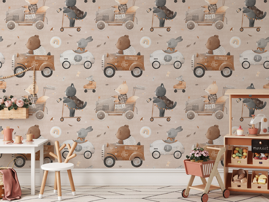 Mural de animale în mașini retro