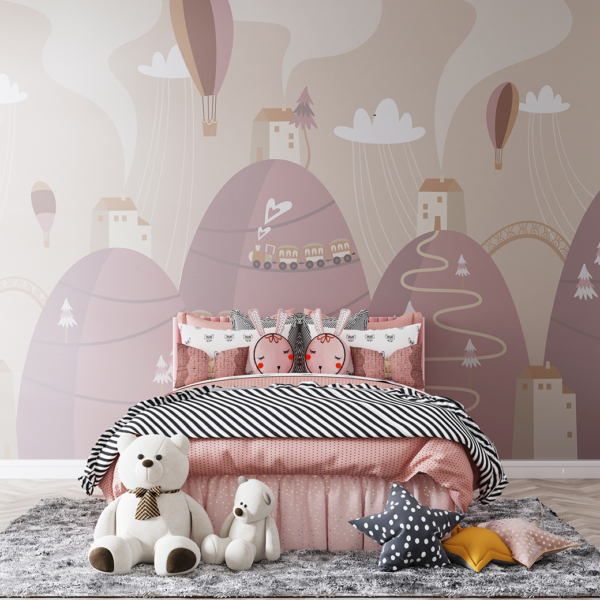 Fototapeta Pink Mountain Village