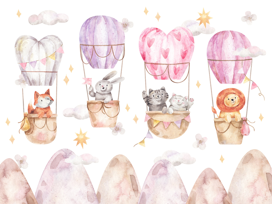 Cute,Animals,Fly,In,The,Sky,In,Hot,Air,Balloon