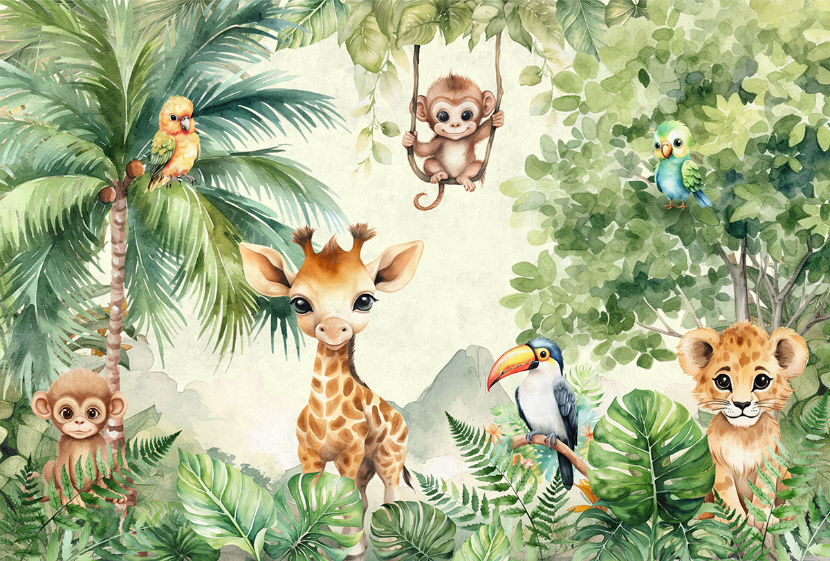 Watercolor,Mural,Wallpaper.,Wallpapers,For,Kids.,Wallpaper,For,Children's,Room
