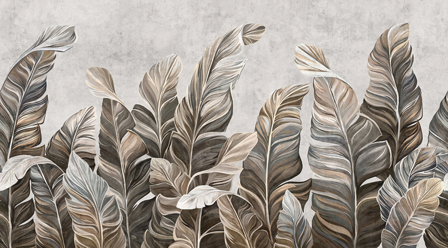 Mural,Wallpaper.,Vintage,Tropical,Background,With,Leaves.