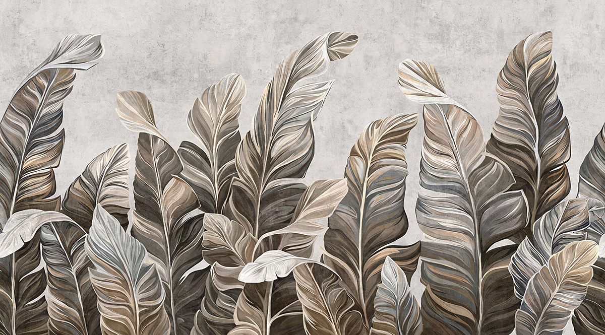 Mural,Wallpaper.,Vintage,Tropical,Background,With,Leaves.