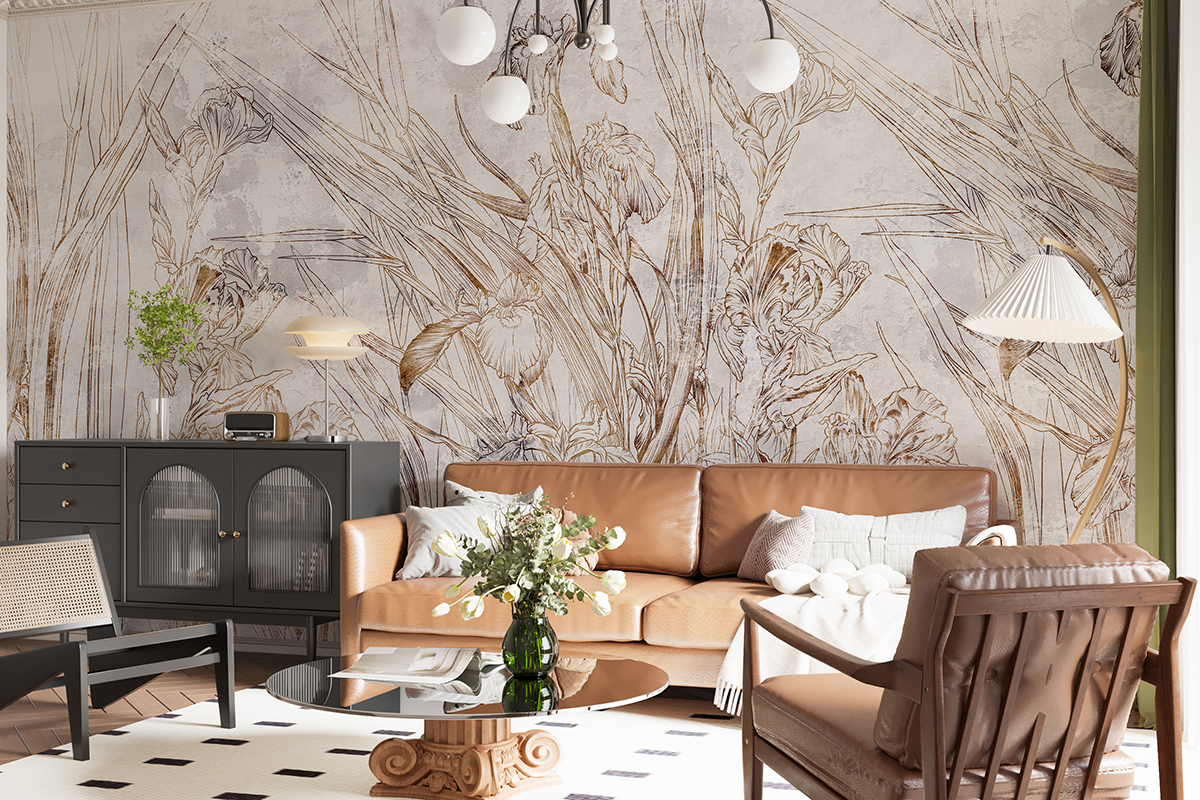 Wandgemälde Umriss von Blumen