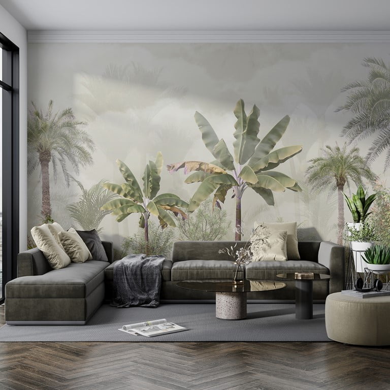 Nástěnná malba Banánové stromy v mlze