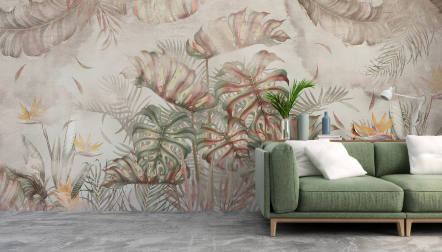 Mural Buchet de frunze de Monstera
