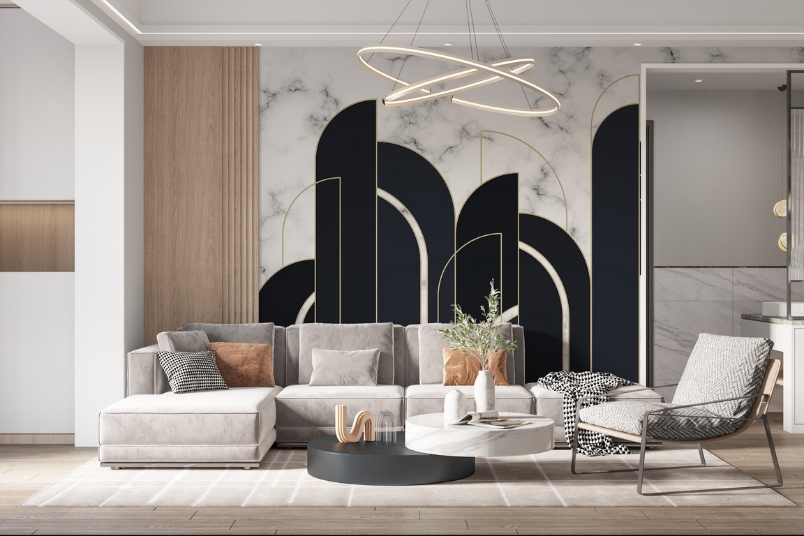 Nástěnná malba Černý geometrický vzor