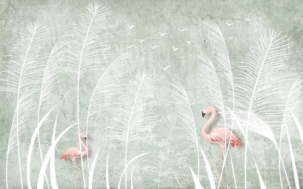 Fototapeta-Flamingi-Na-Bialej-Lace_2205017411-1
