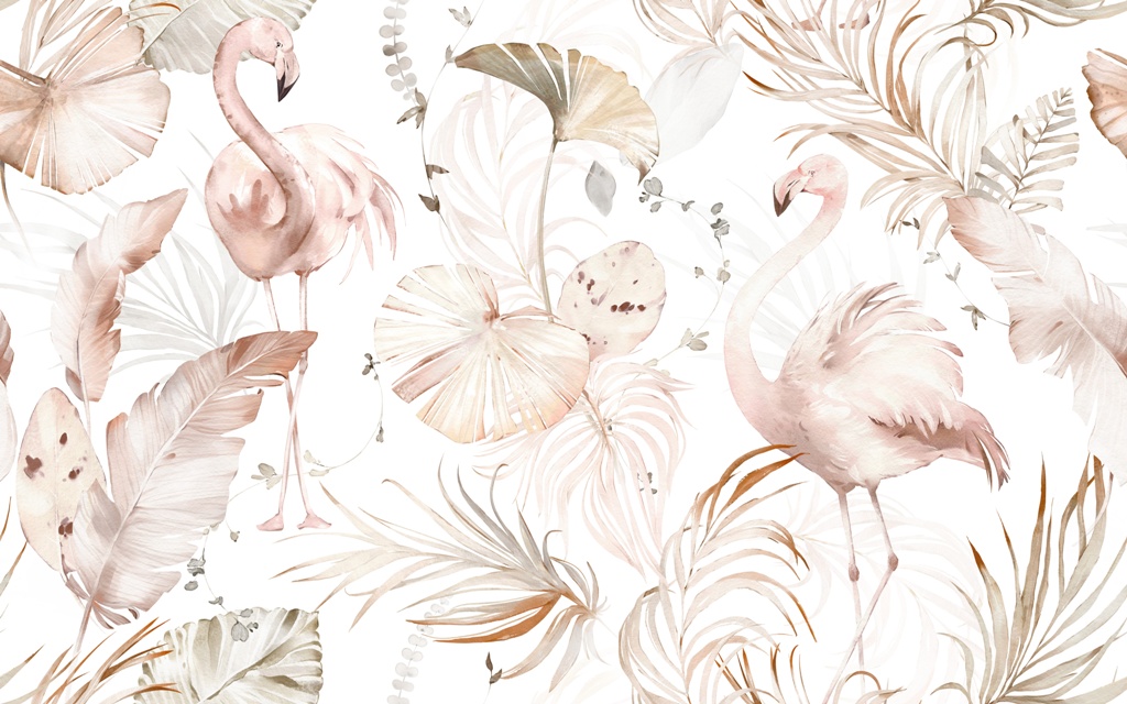Fototapeta-Flamingi-w-Rozowych-Lisciach_496315627