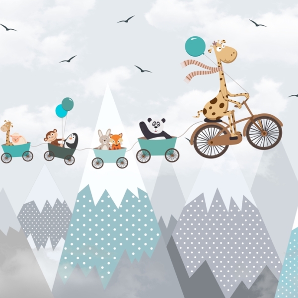 Vlak Flying Mountain Mural pro děti