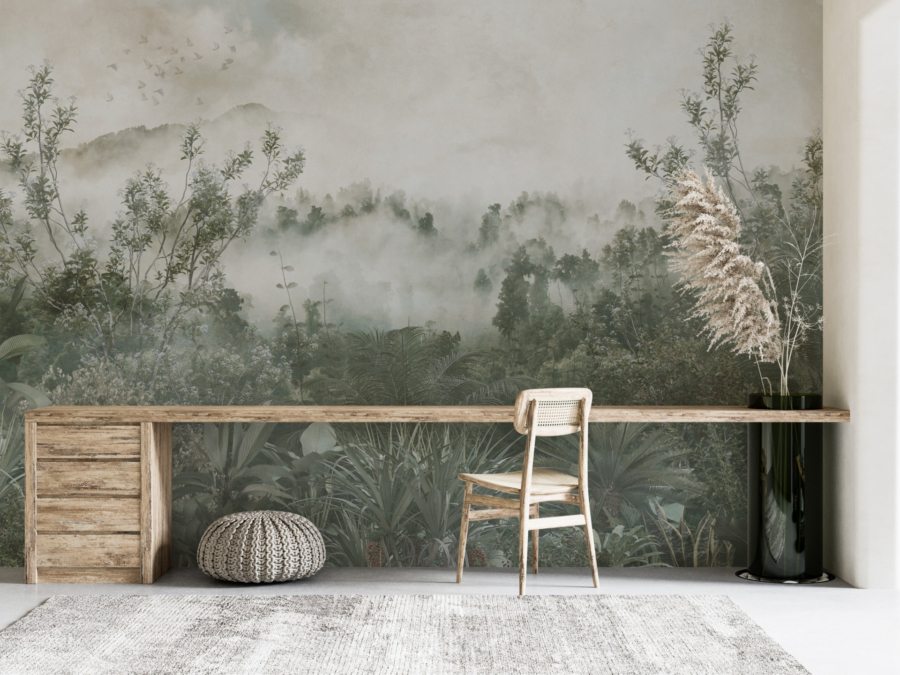 Munte mural într-un tufiș tropical