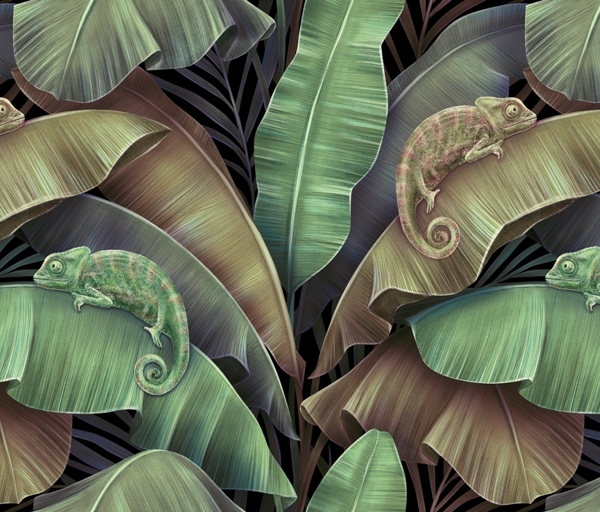 Sienų tapyba Chameleonai lapuose