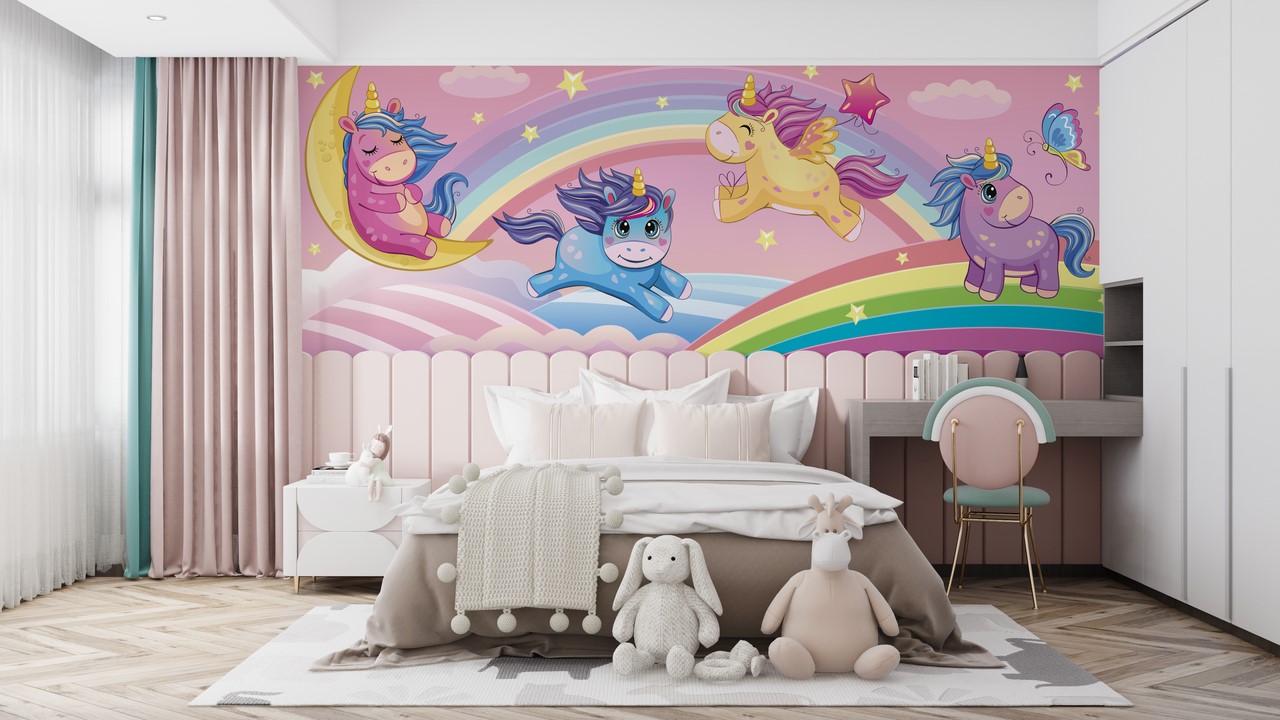 Dětské barevné tapety s jednorožci
