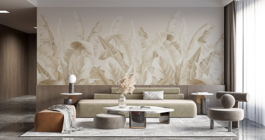 Tapetai Cream Leaf Forest