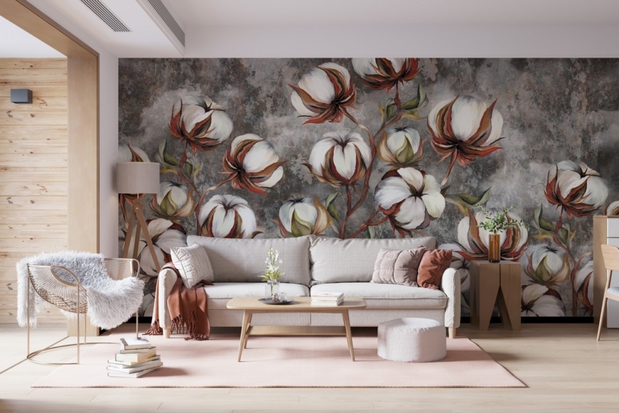 Mural Cotton Blossoms