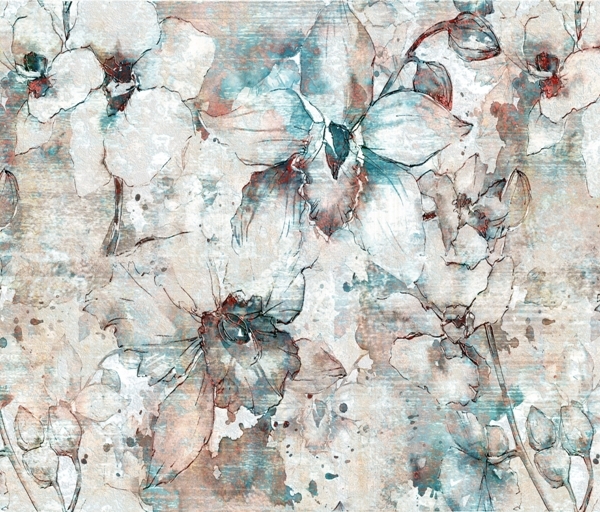 Tapetai Dash-painted gėlės
