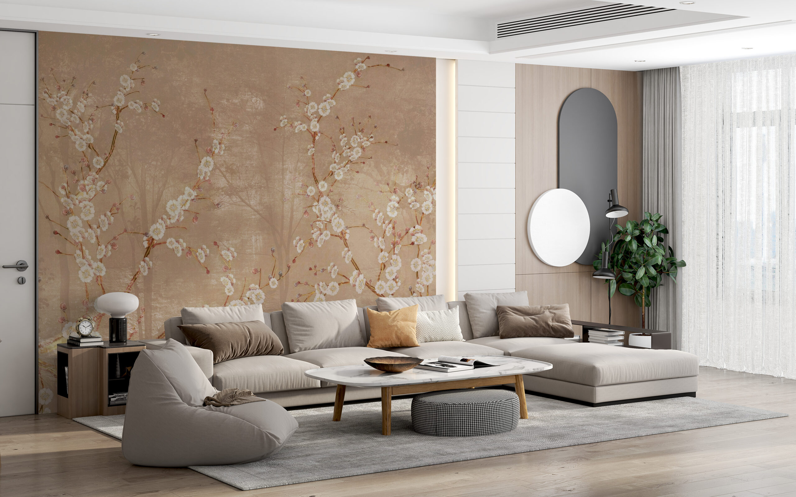 Nástěnná malba Květiny v hnědé