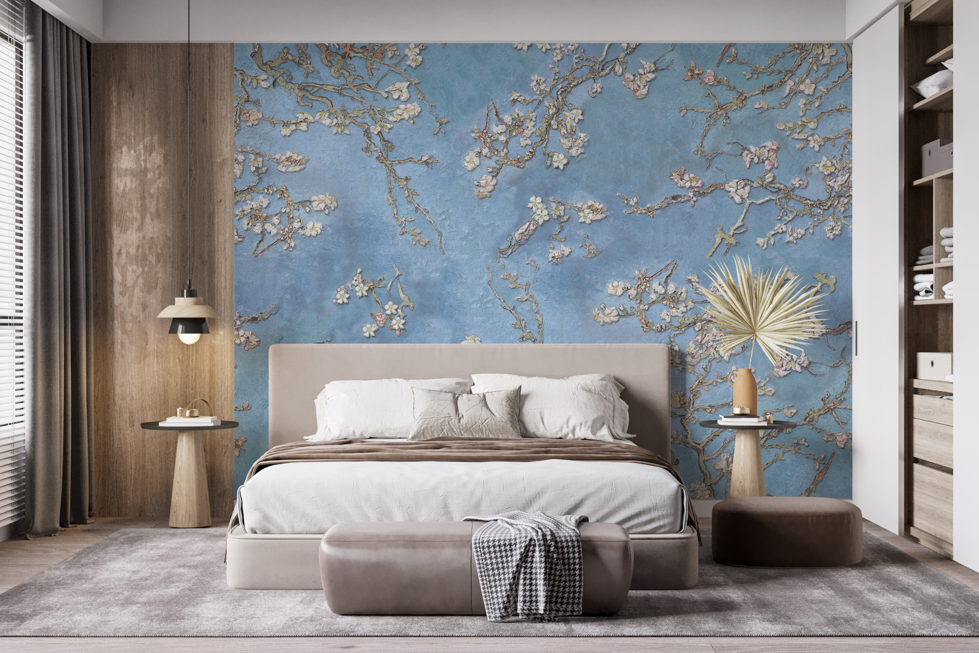 Tapetai Cherry Blossom mėlyna