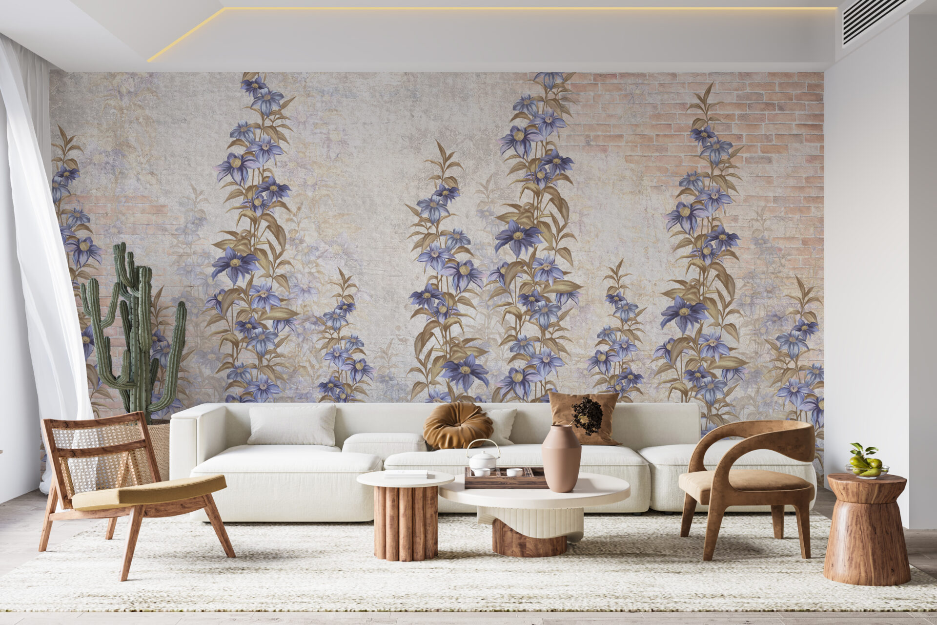 Nástěnná malba Kvetoucí vinná réva na zdi