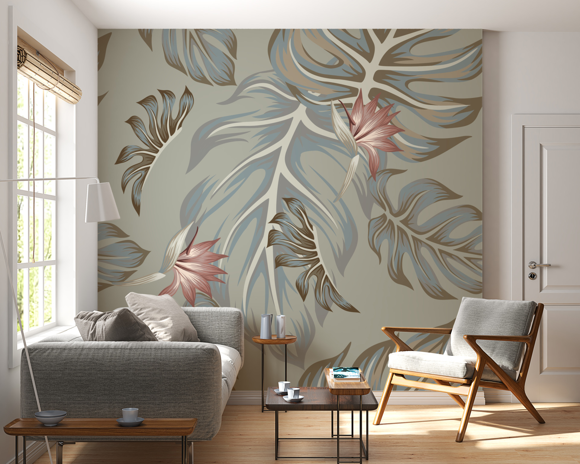 Nástěnná malba listů Monstera