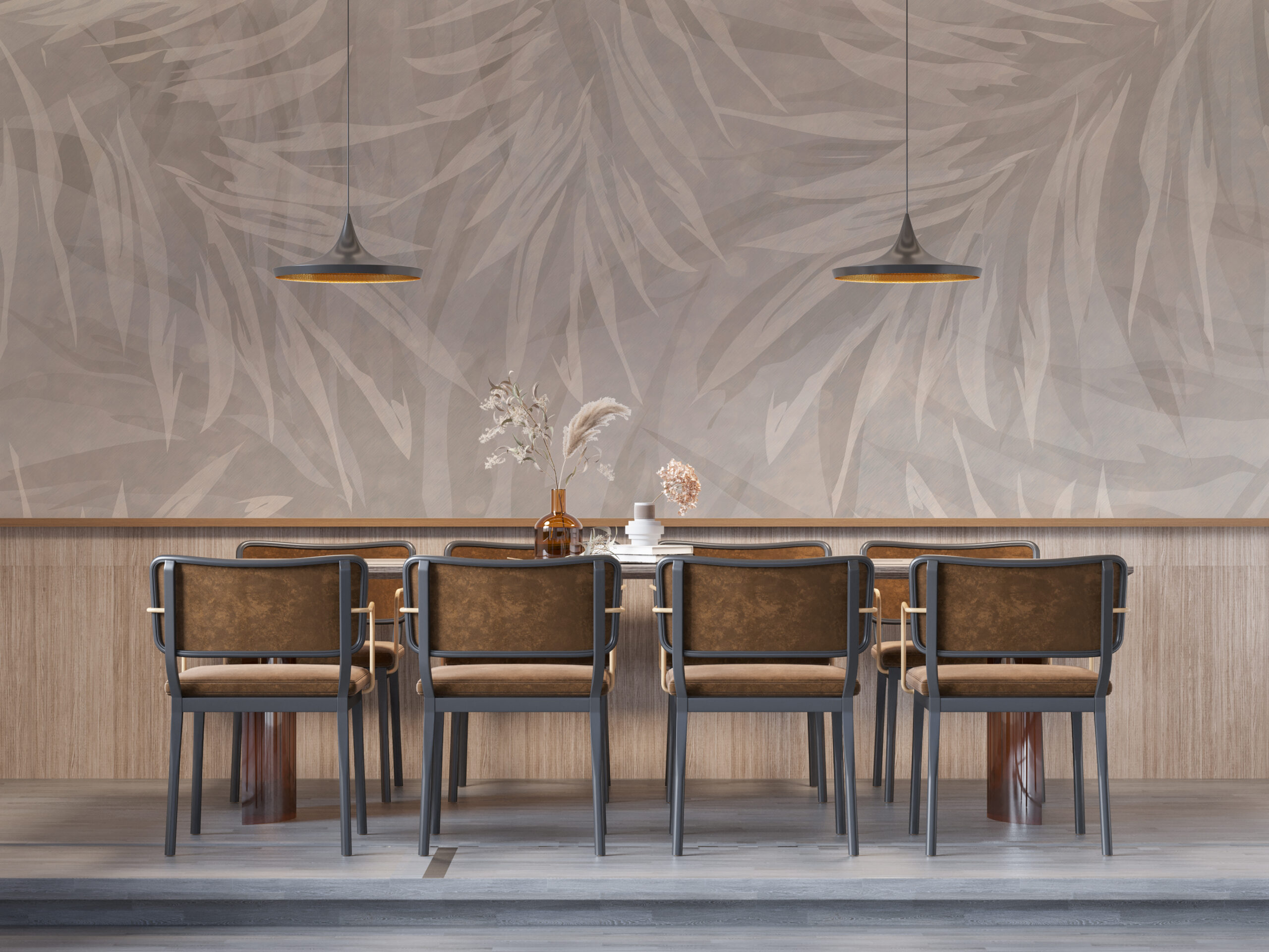 Nástěnná malba Listy na zdi