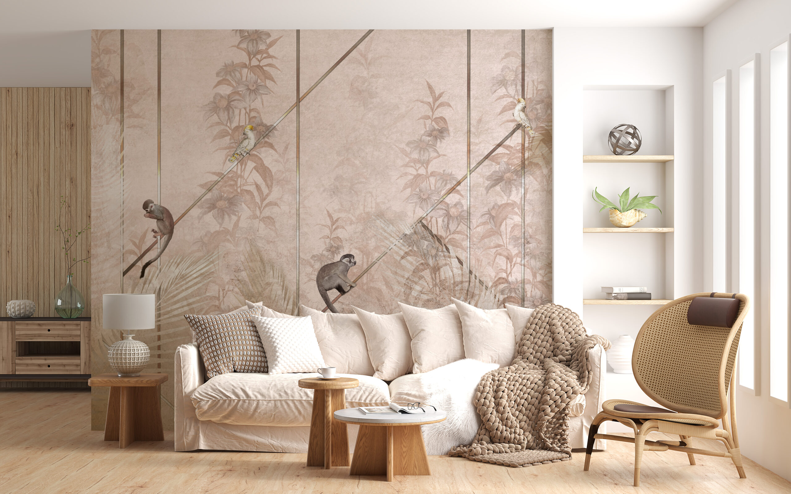 Nástěnná malba opic ve vzorech