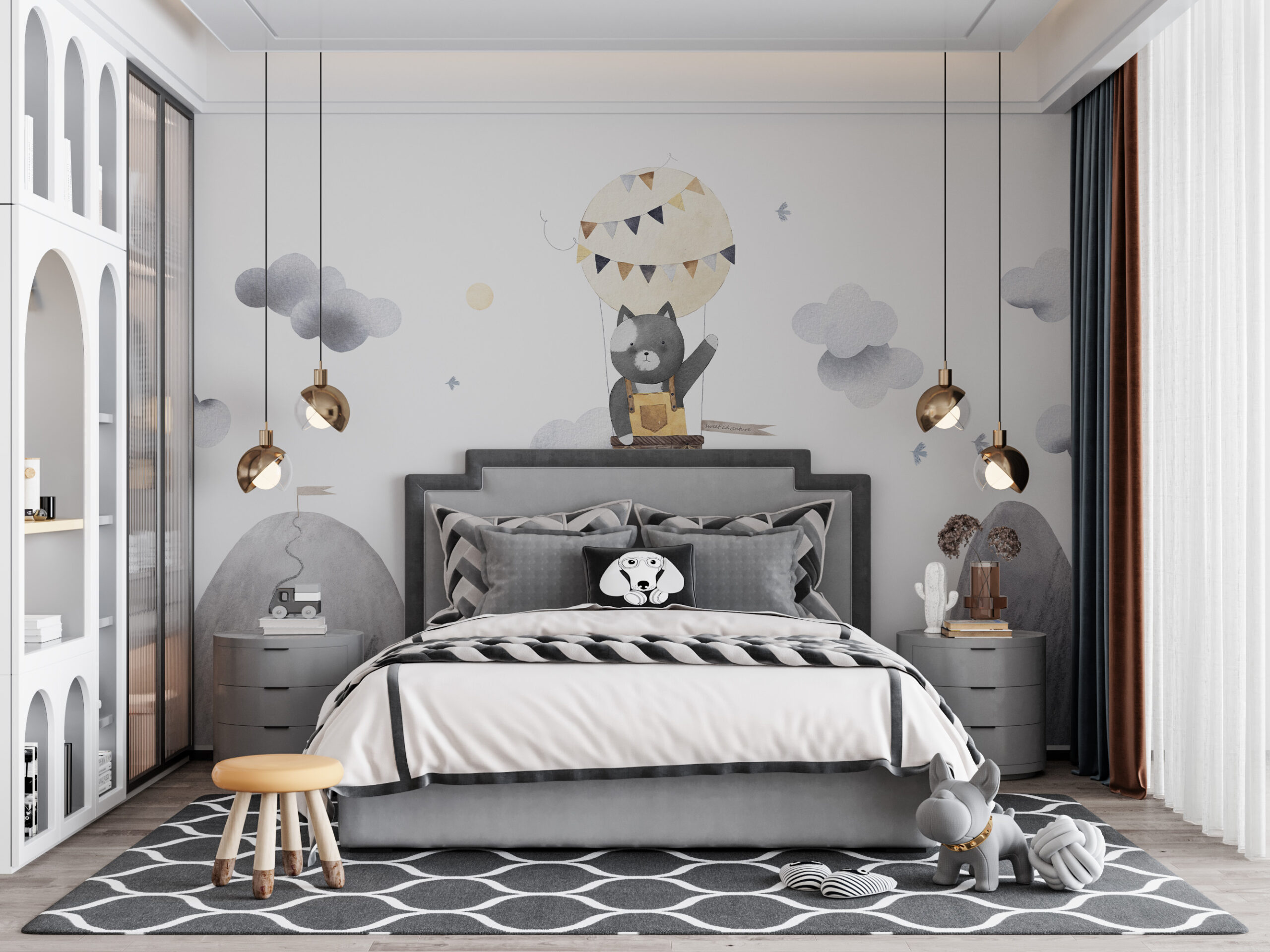 Fototapete Teddybär in einem Ballon