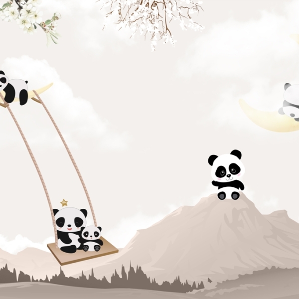 Freska Panda ant sūpynių