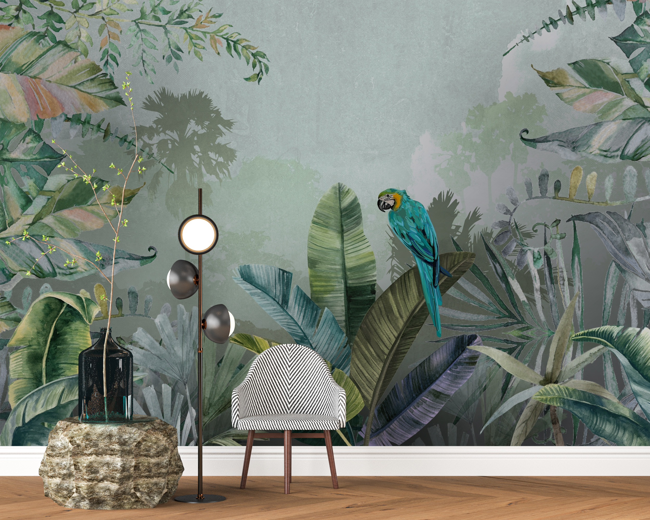 Nástěnný papoušek v křoví