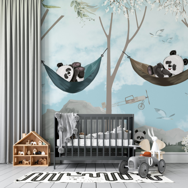Nuotraukų užsklanda Joyful Pandas in a Hammock