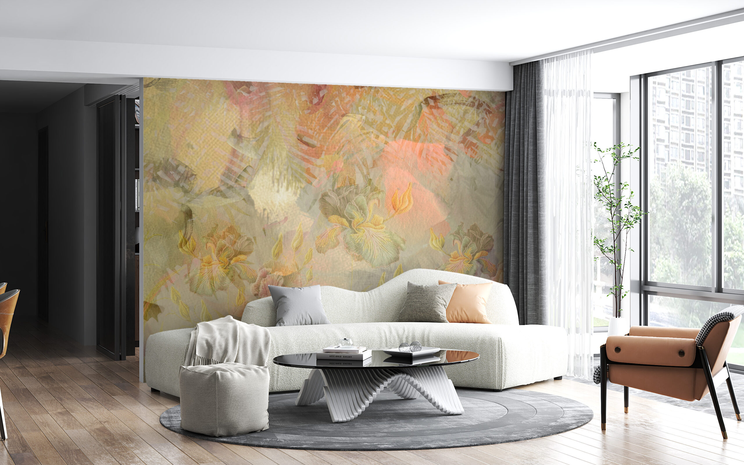 Nástěnná malba rajských květin