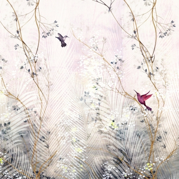 Rožinis Kolibris sieninė tapyba