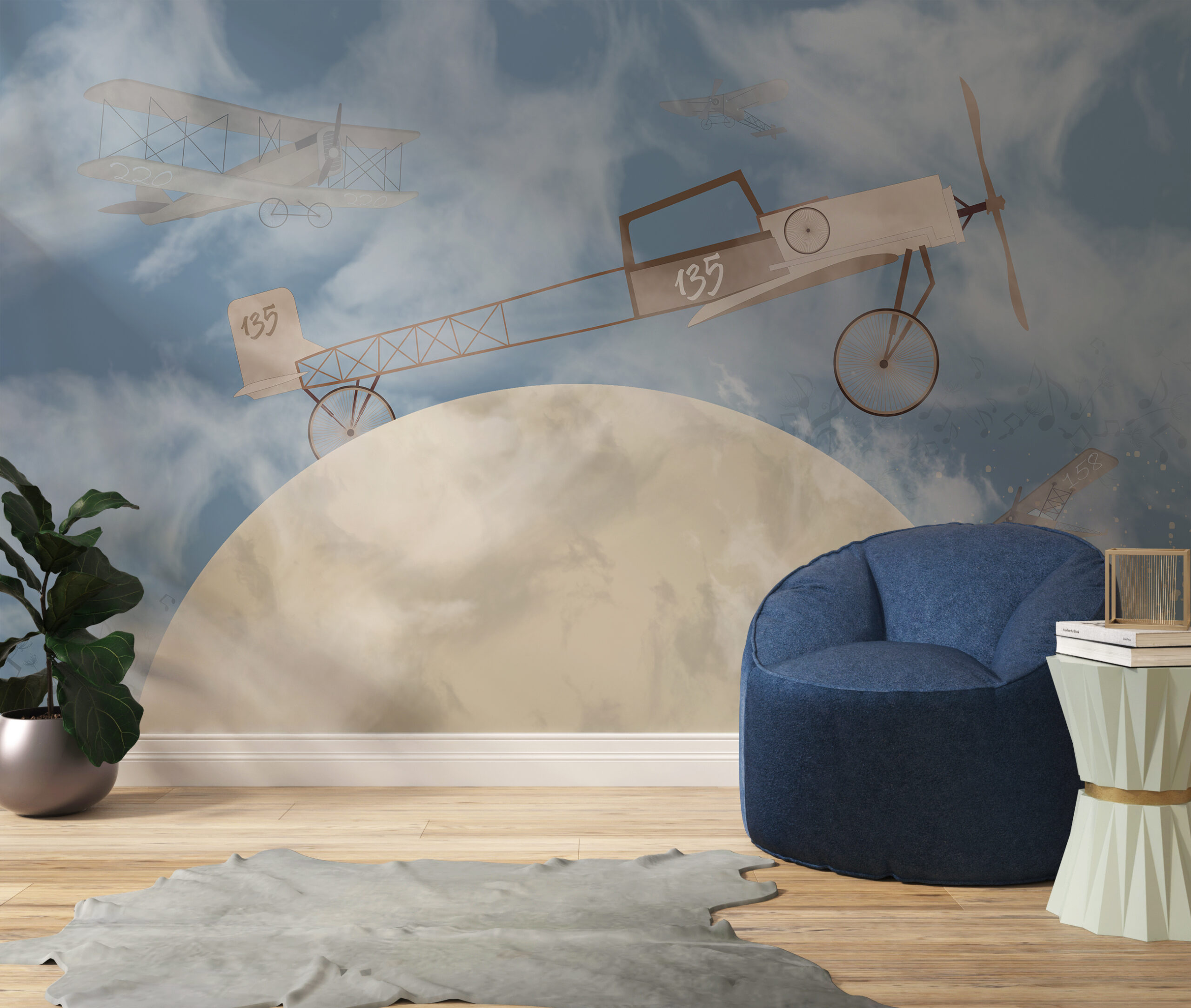 Nástěnná malba Letadlo na Měsíci