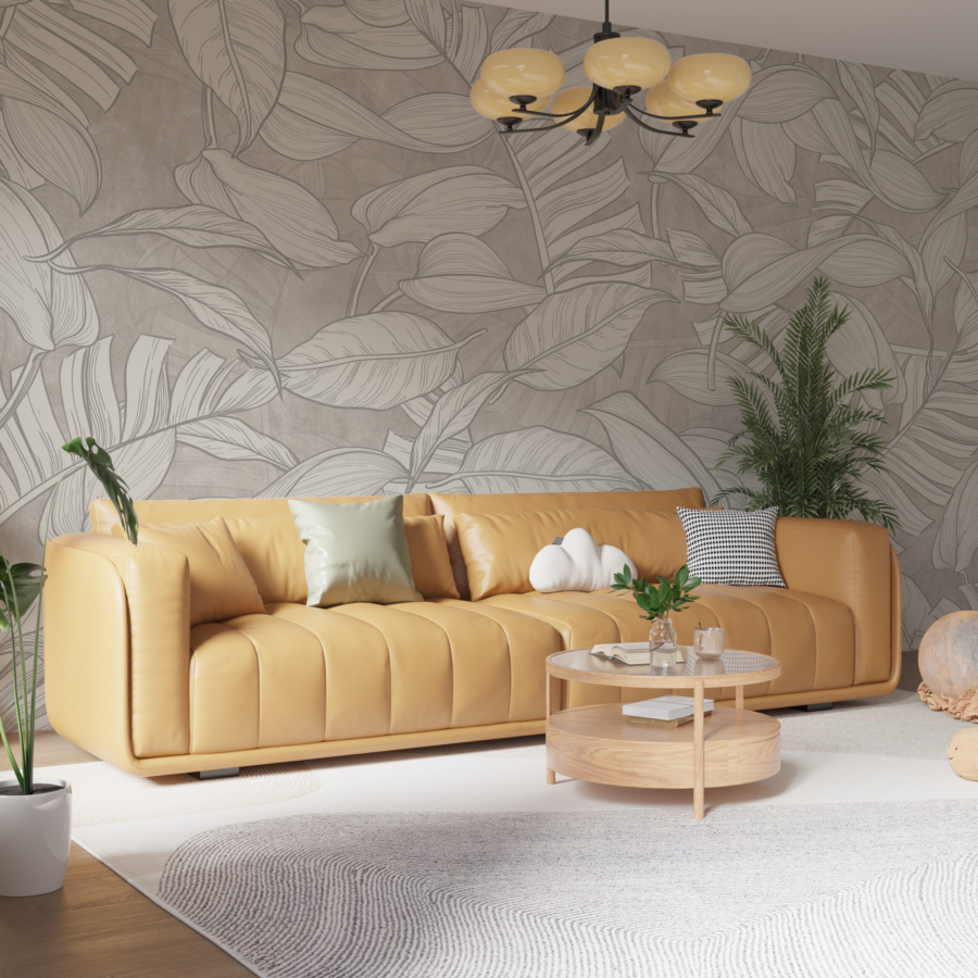 Perete mural de frunze luminoase